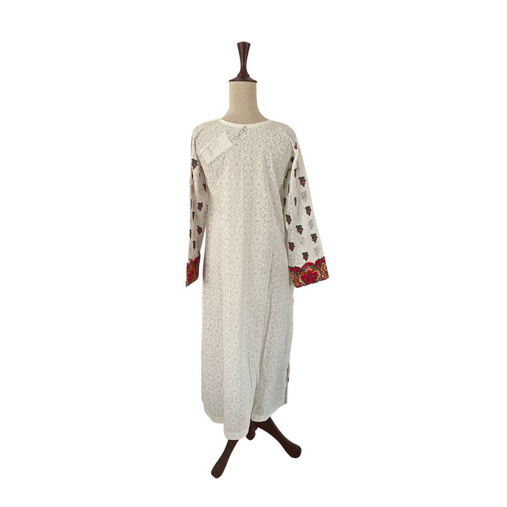 Origins White Multi-color Embroidered Kameez and Dupatta | Brand New |