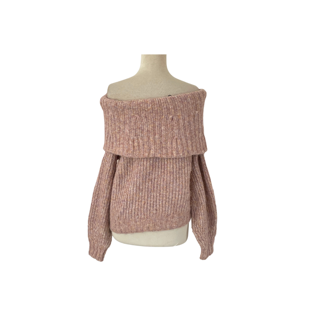 H&M Off-shoulder Pink Knit Sweater | Gently Used |