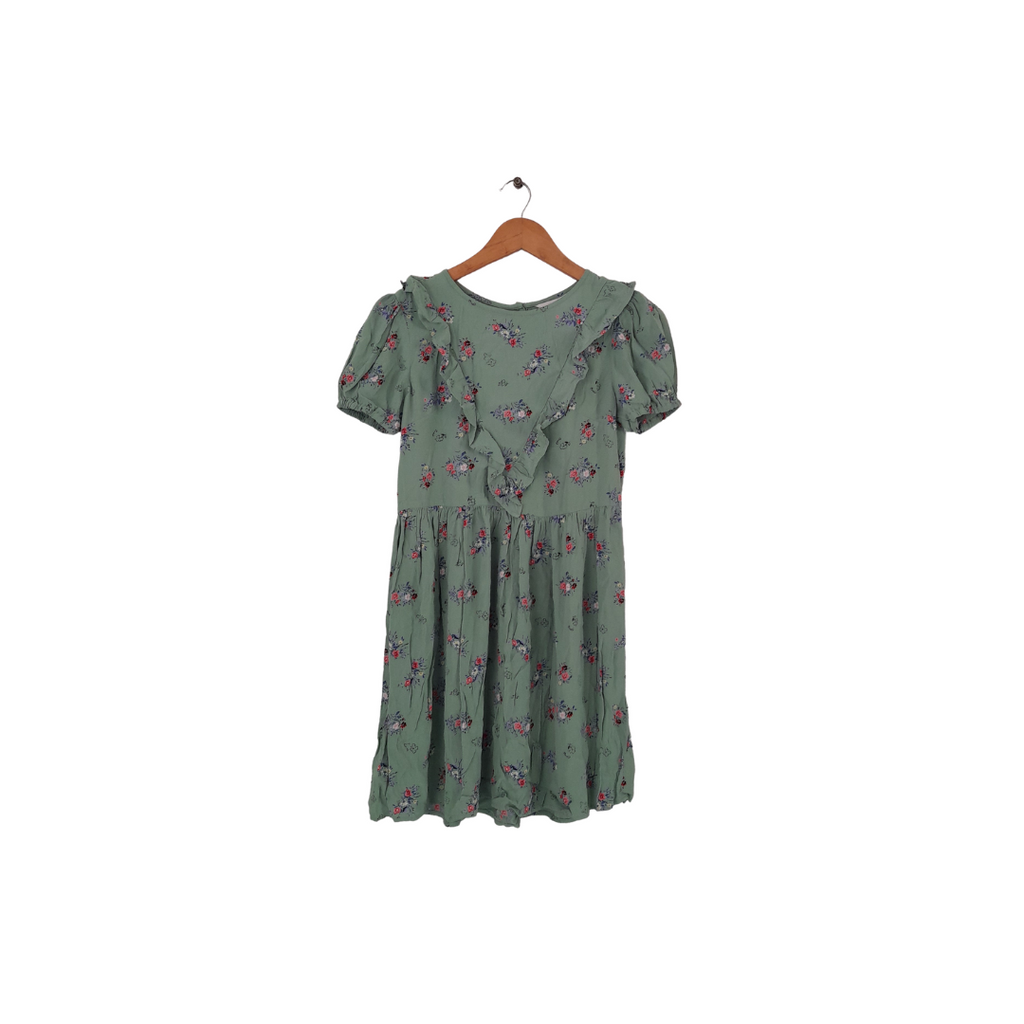 Marks & Spencer Green Floral Frill Dress (11 -12 Years) | Brand New |