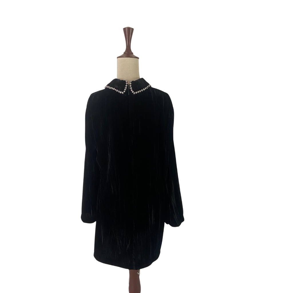 ZARA Black Velvet Rhinestone Collared Tunic | Gently Used |