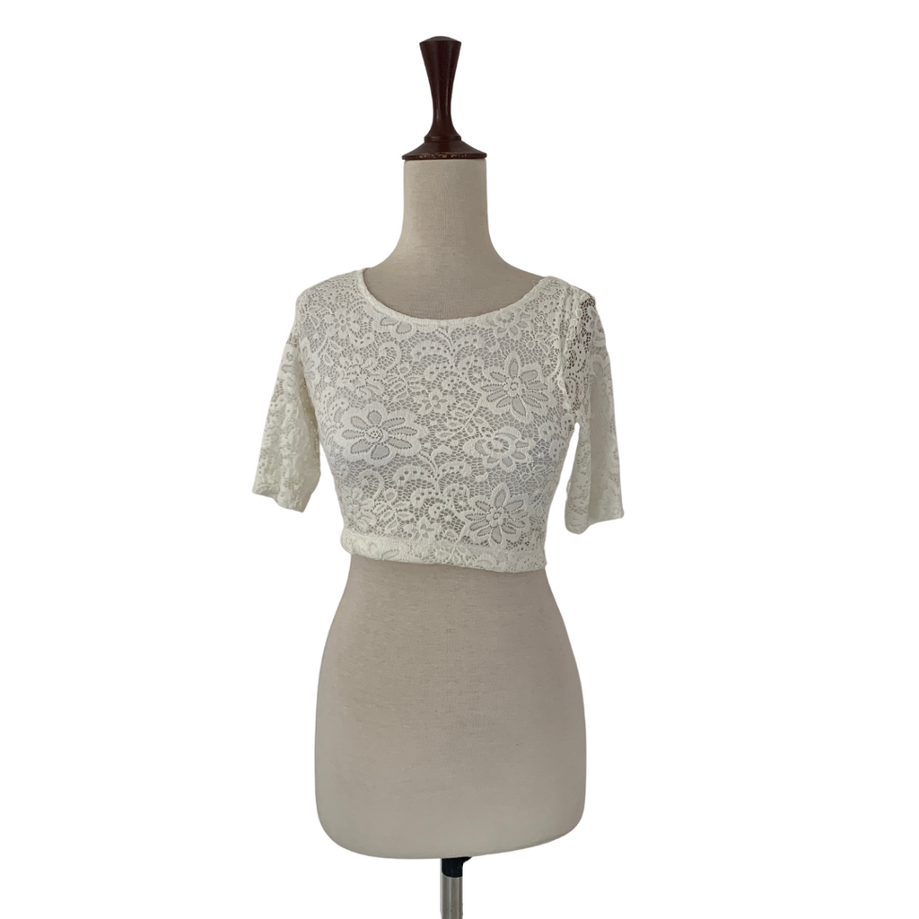 H&M White Lace Crop Top | Gently Used |