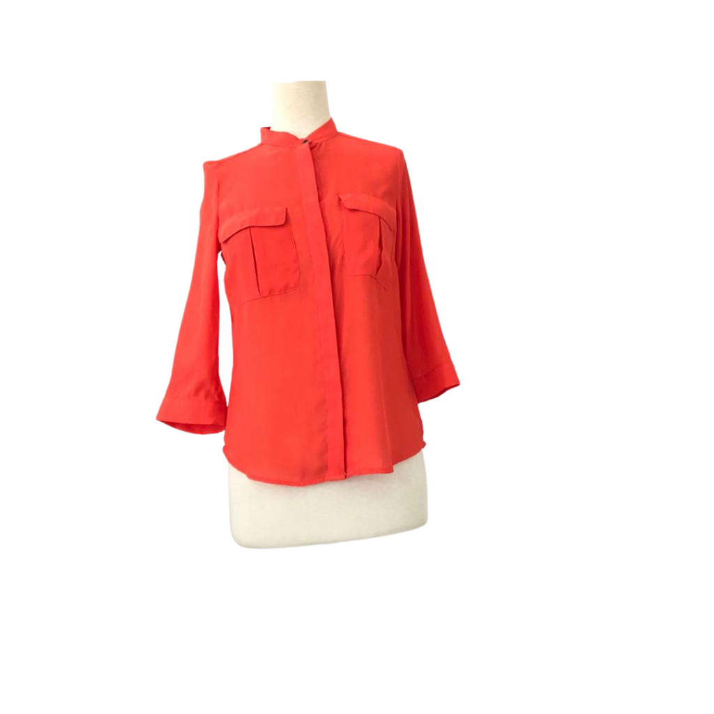H&M Coral Sheer Front Pockets Top | Gently Used |
