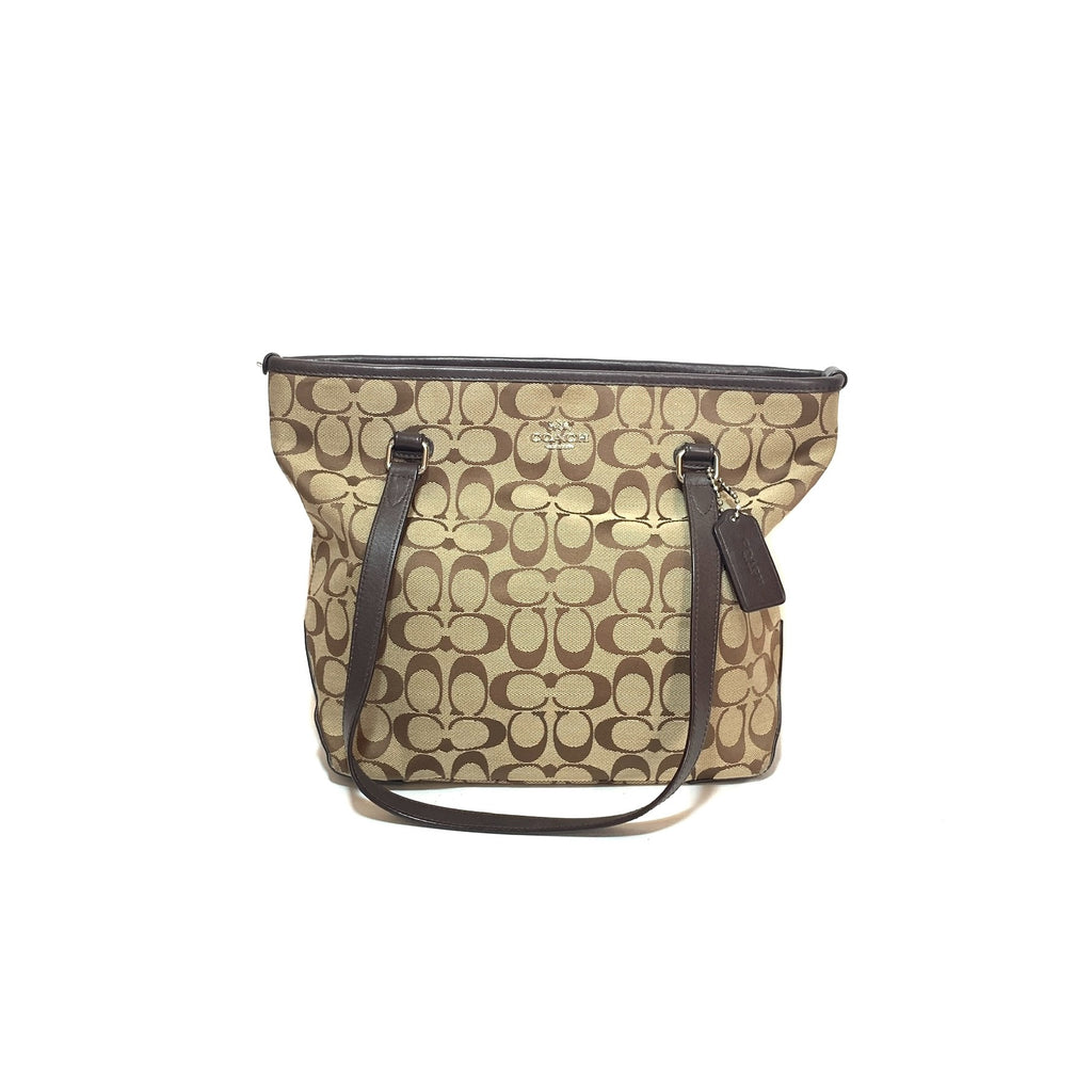 Coach Monogram Canvas Beige & Brown Tote | Gently Used |