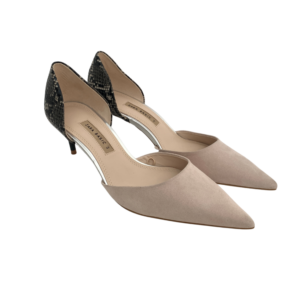 ZARA Pointed Suede Snakeskin Pumps Brand New Secret Stash