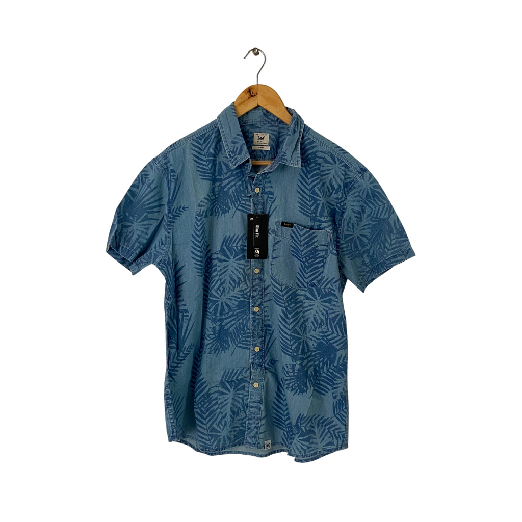 Lee Blue Leaf Print Men's Shirt | Brand New |