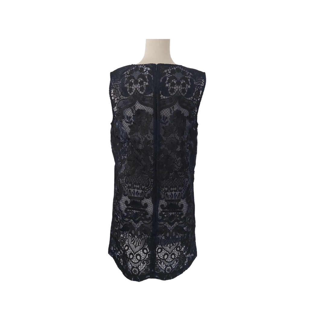 GANNI Navy and Black Lace Long Top | Gently Used |