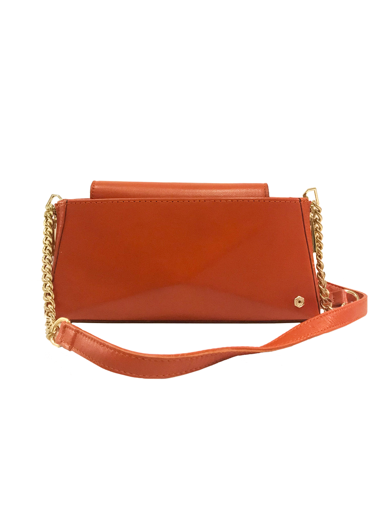 Warp Poppy Orange Leather Wallet-On-Chain | Sample |