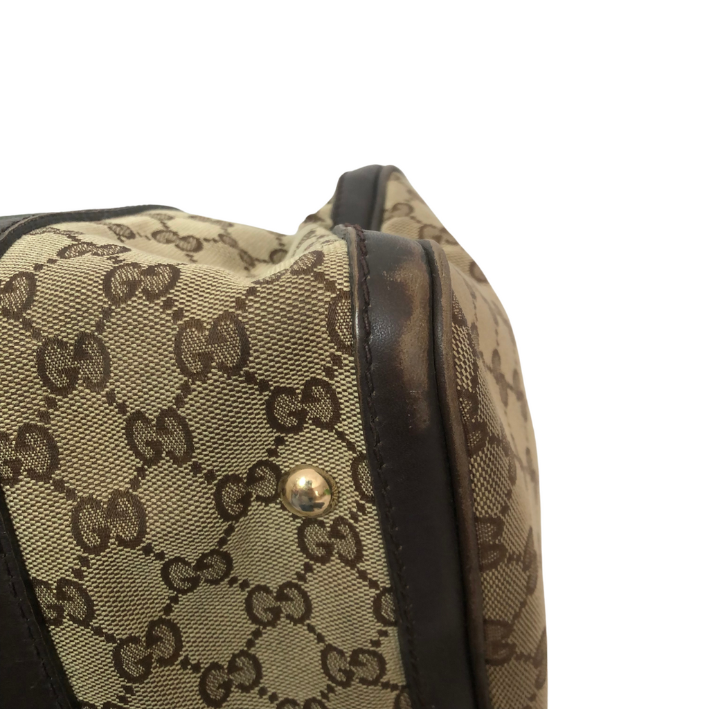 Gucci Brown Monogram and Striped Tote Bag | Pre Loved |