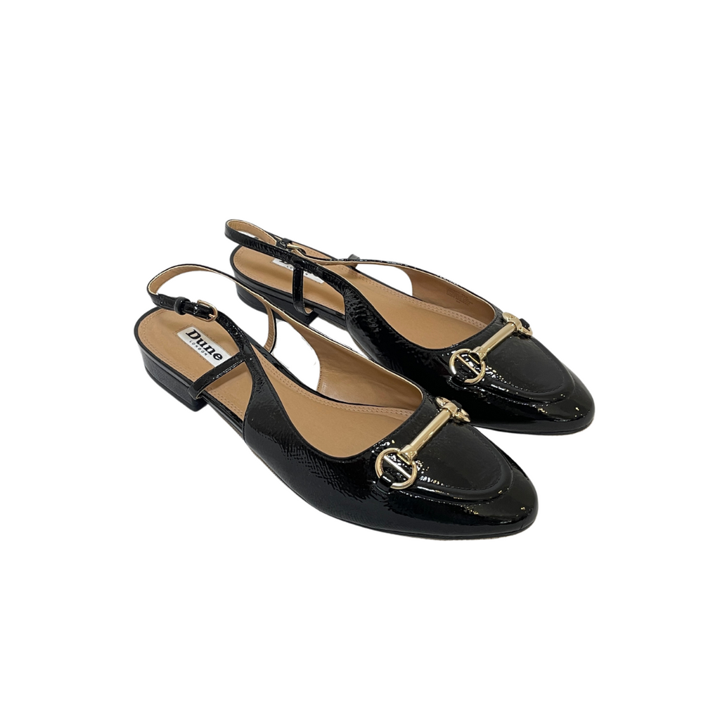 DUNE Black Patent 'Cambria' Sling-Back Mules | Brand New |