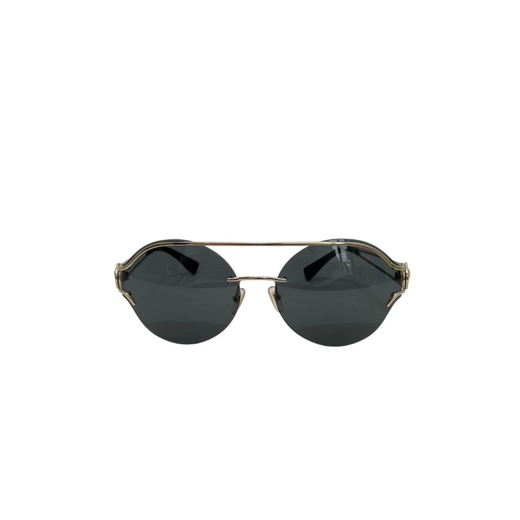 Versace Black and Silver Rimless '2148' Sunglasses | Gently Used |