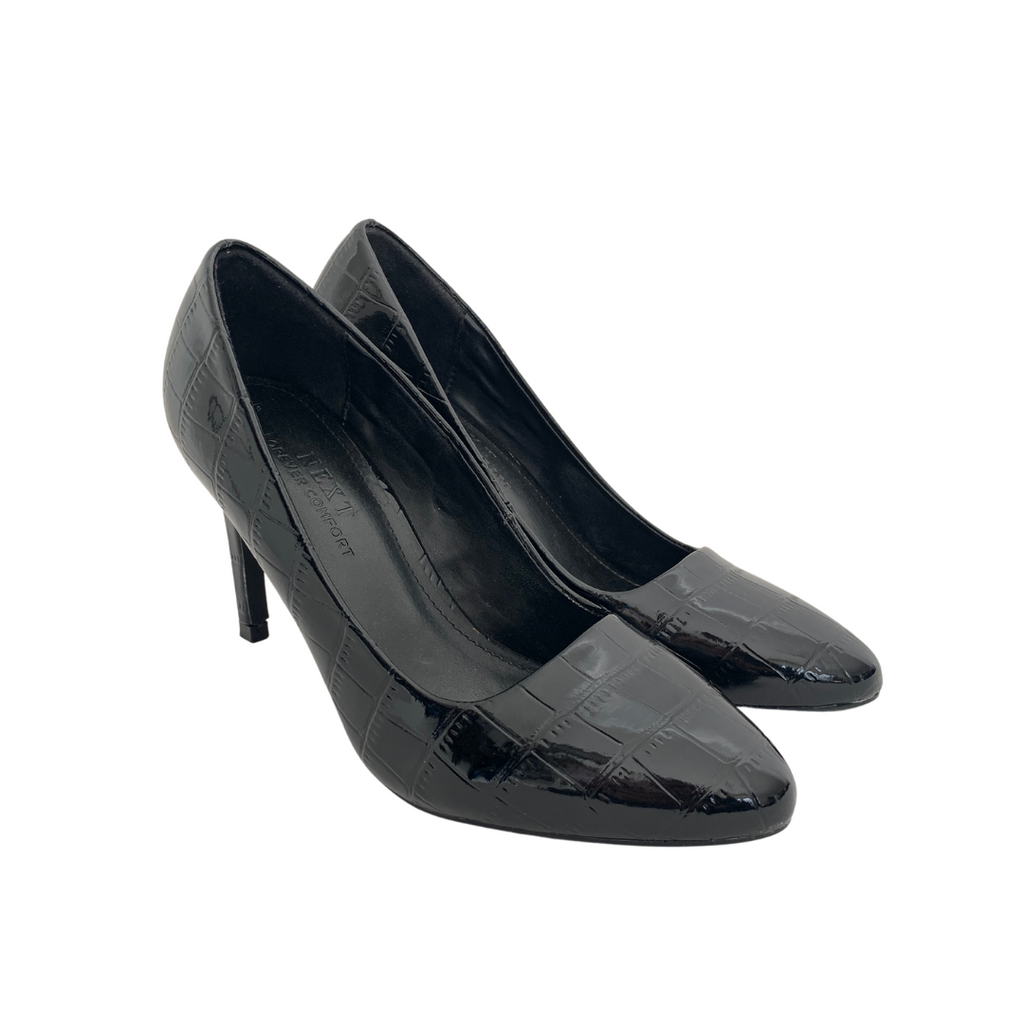 Next Black Croc Embossed Pointed Pumps | Like New |