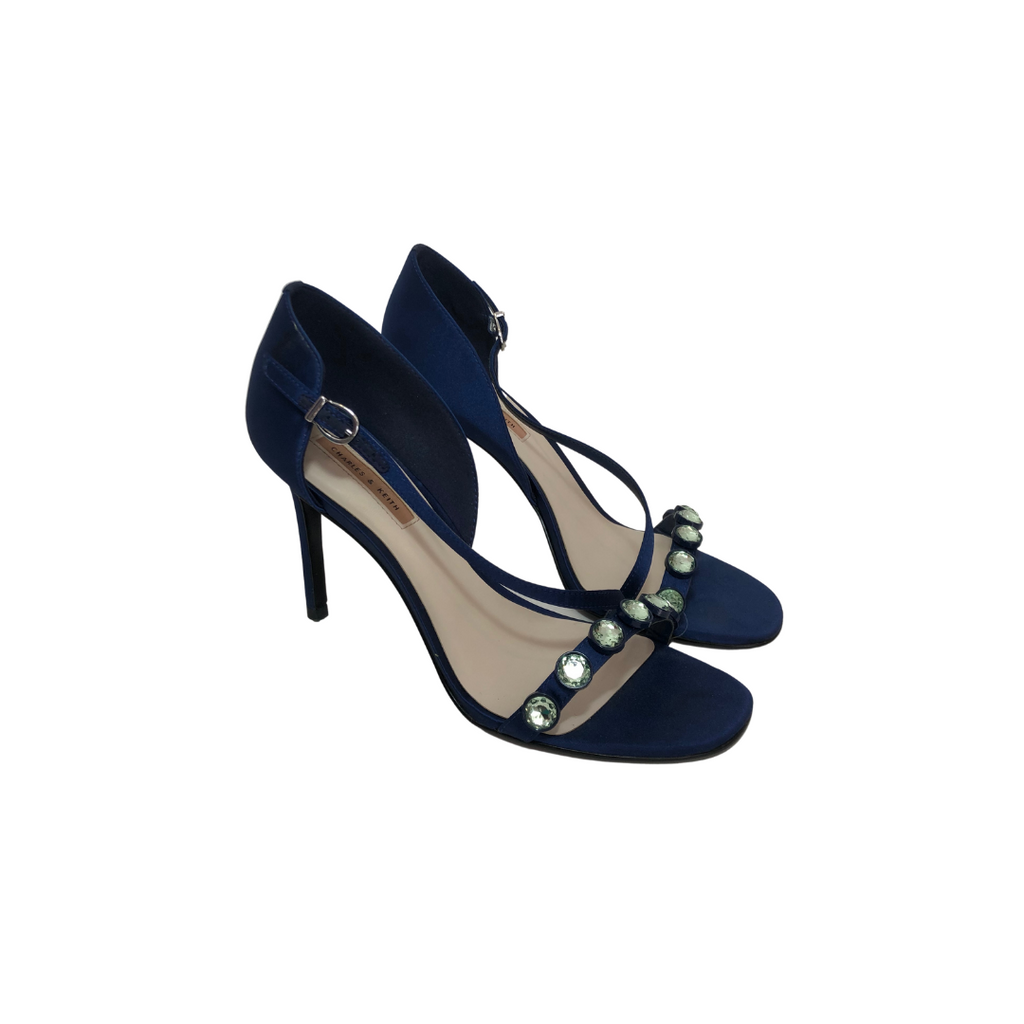 Charles & Keith Blue Rhinestone Heels | Pre Loved |