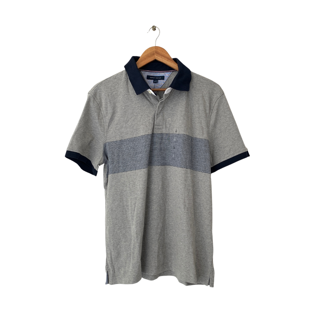 Tommy Hilfiger Men's Grey & Blue Polo Shirt | Brand New |