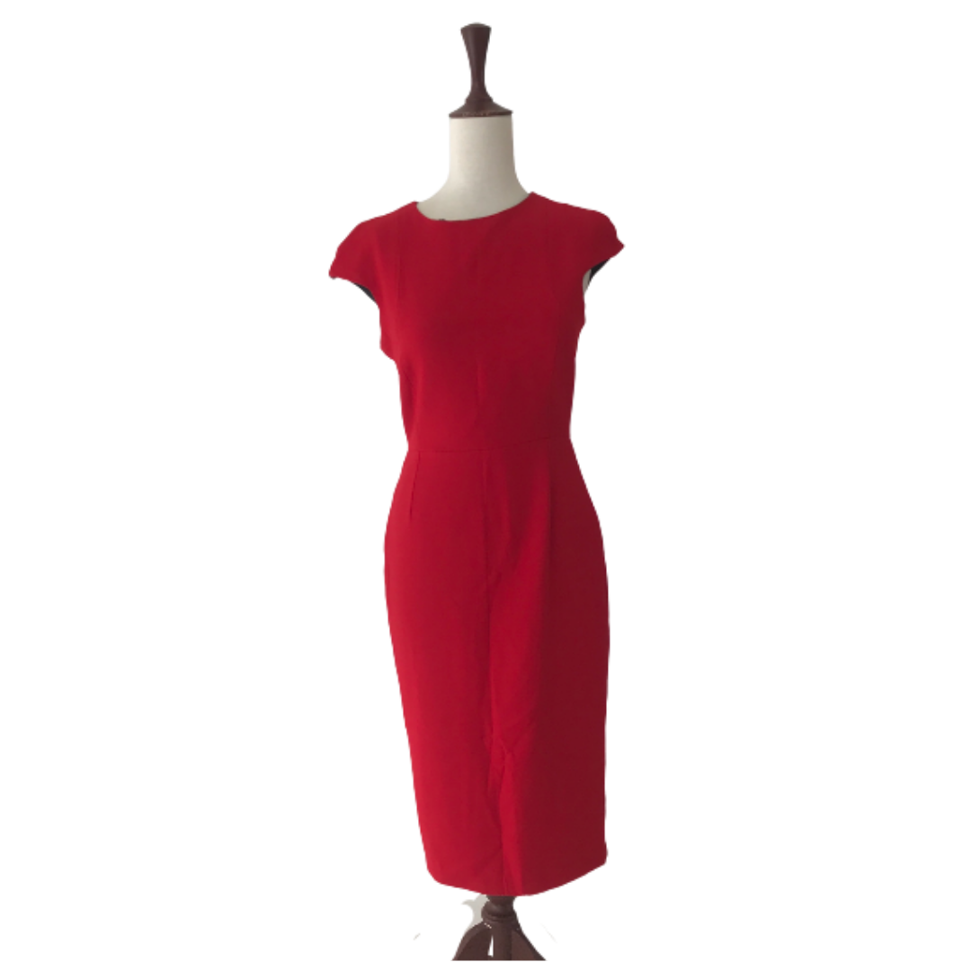ZARA Red Zip Bodycon Midi Dress | Like New