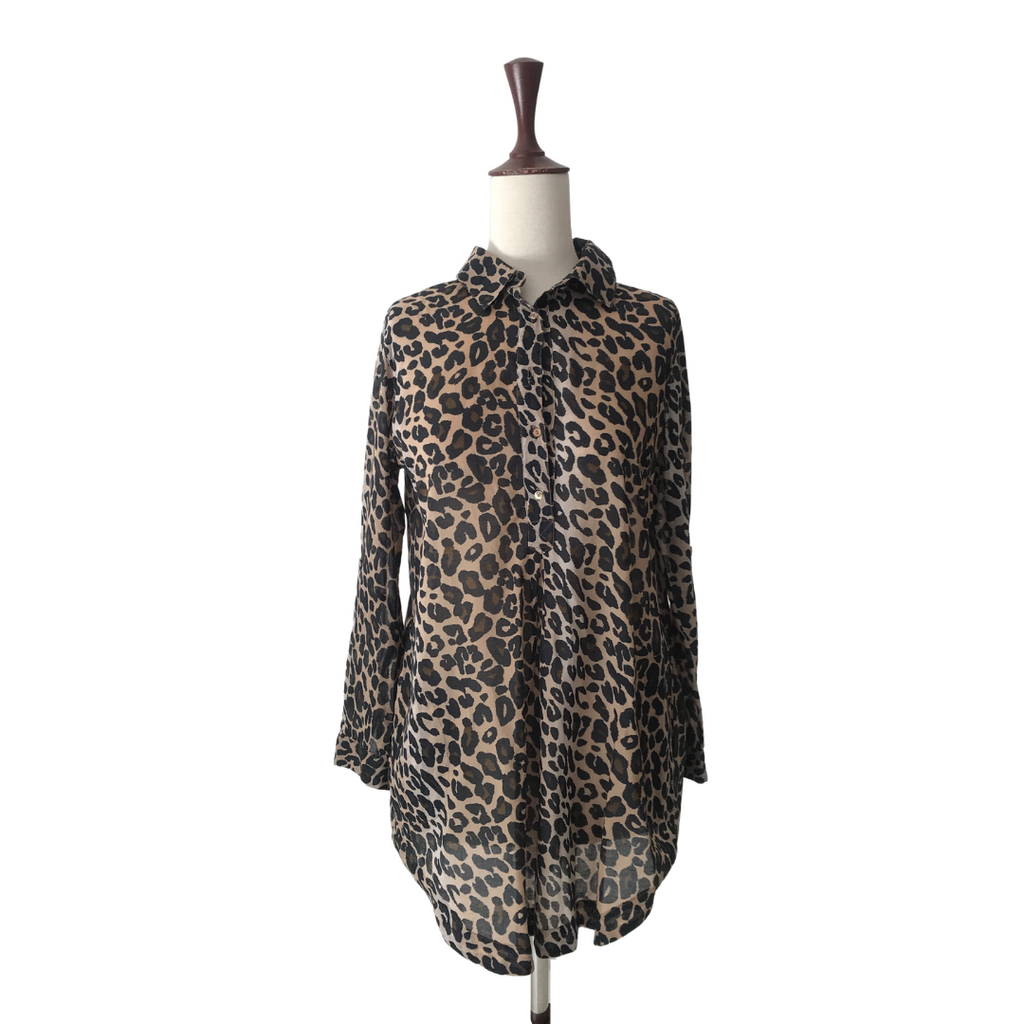 ZARA Cheetah Print Sheer Collared Shirt | Pre Loved |