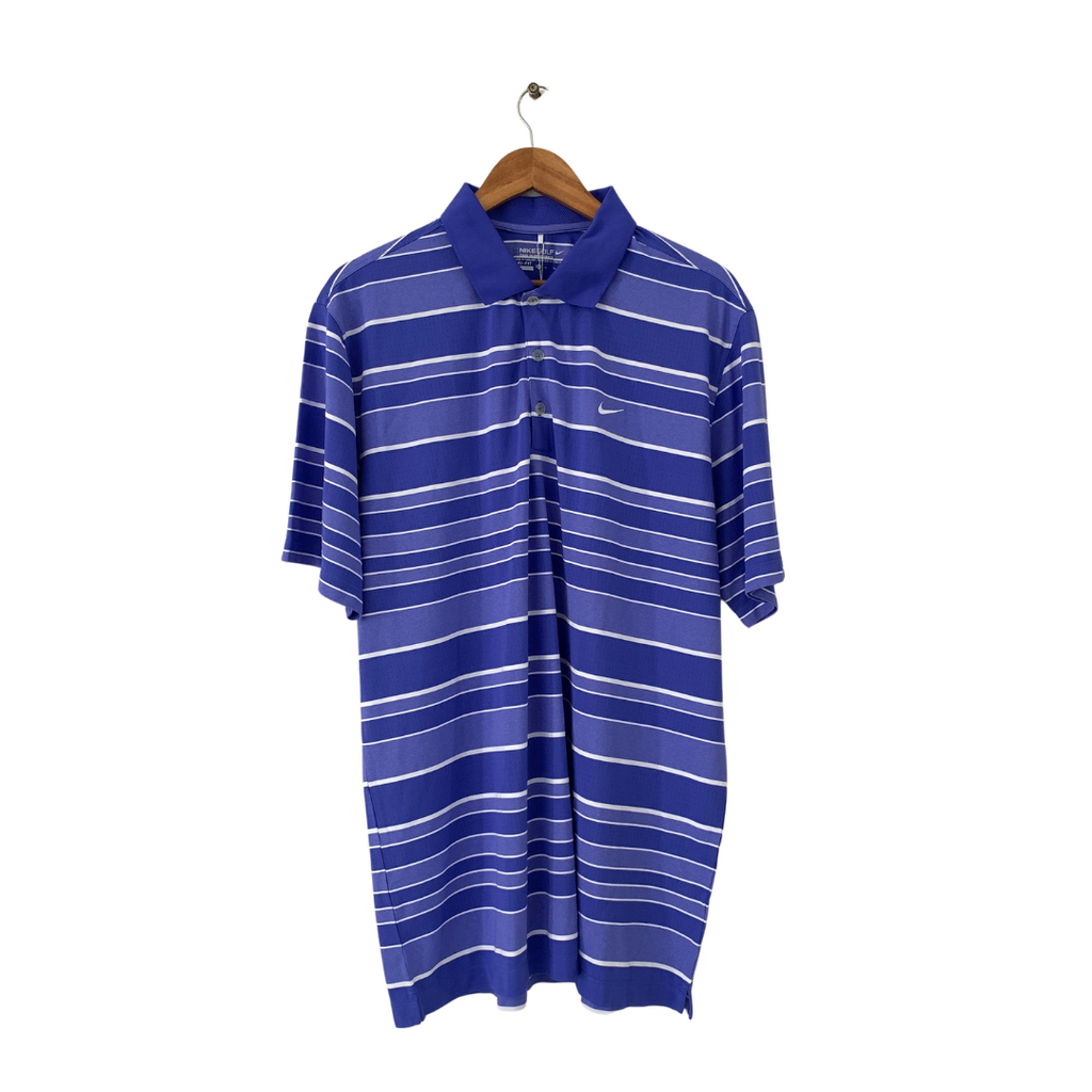 Nike Men's Blue Striped Golf Polo Shirt | Brand New |