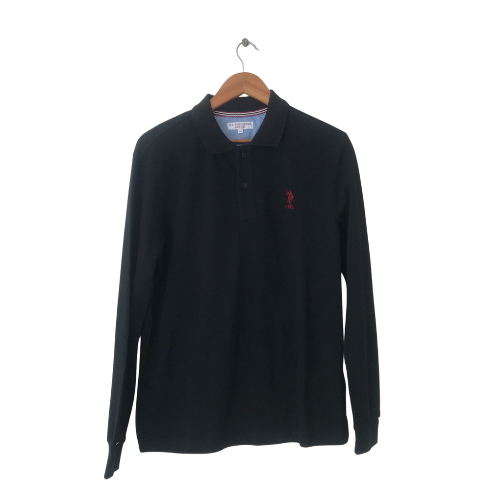 U.S Polo Association Men's Black Long Sleeved Polo Shirt | Brand New |