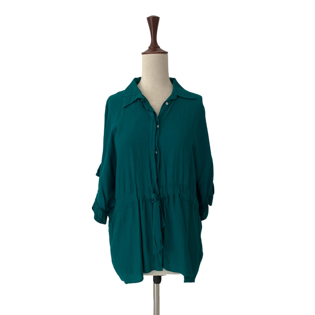 ZARA Emerald Green Frill Sleeves Top | Gently Used |