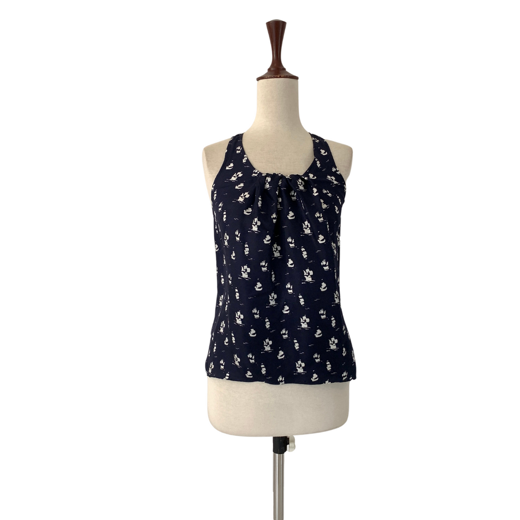 Club Monaco Blue Printed Sleeveless Top | Pre Loved |