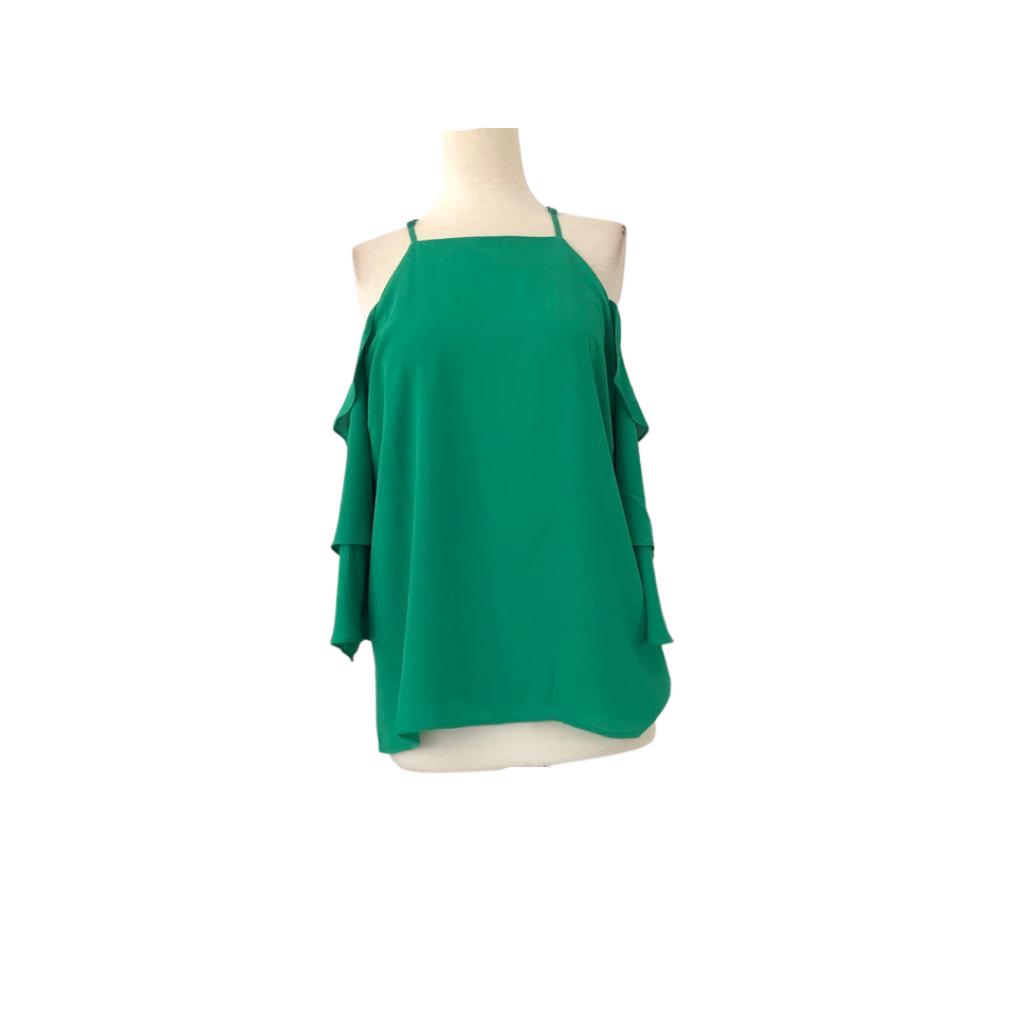Skies Are Blue Cold-shoulder Green Blouse | Gently Used |
