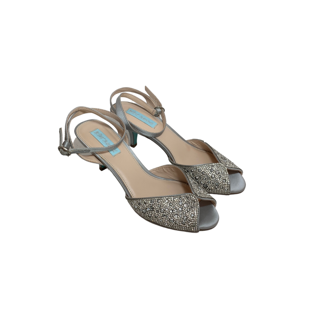 Betsey Johnson Silver Rhinestone Heeled Sandals | Like New |