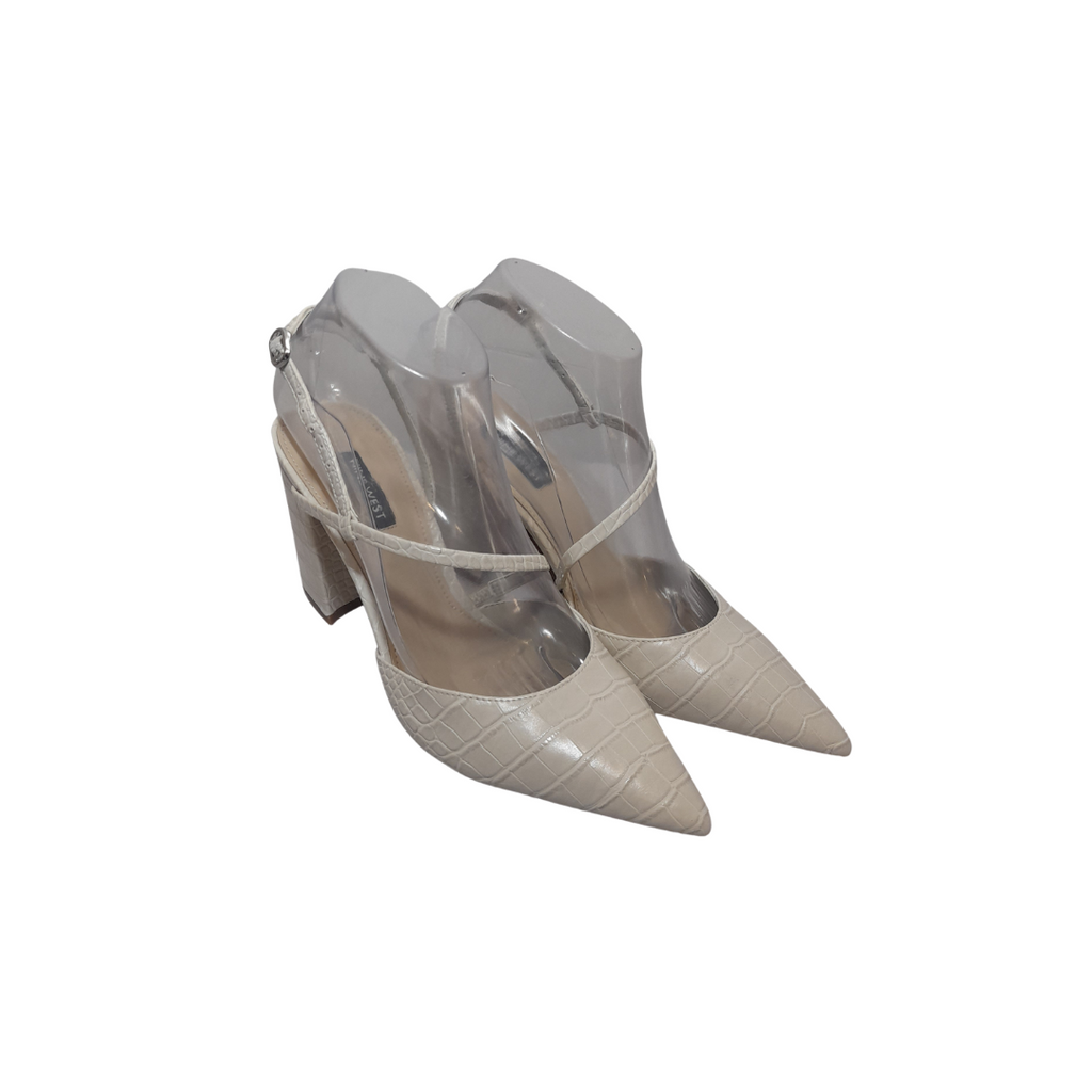 Ivory Column Blocks Nine West Ivory Croc Textured Pointed Block Heels | Gently Used ...