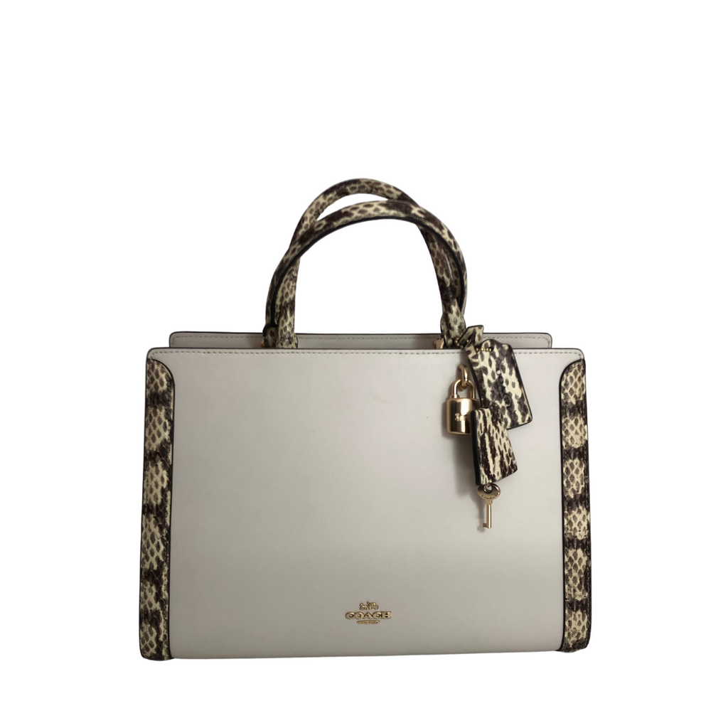 Coach Cream & Snakeskin Leather 'Zoe' Carryall Bag | Like New |