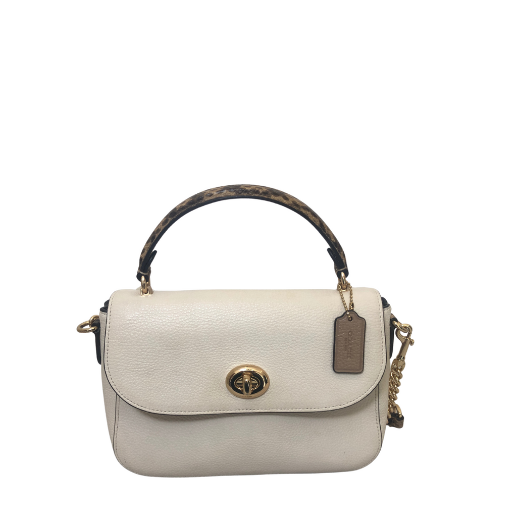 Coach Marlie Top Handle Cream Pebbled Leather Satchel | Brand New |