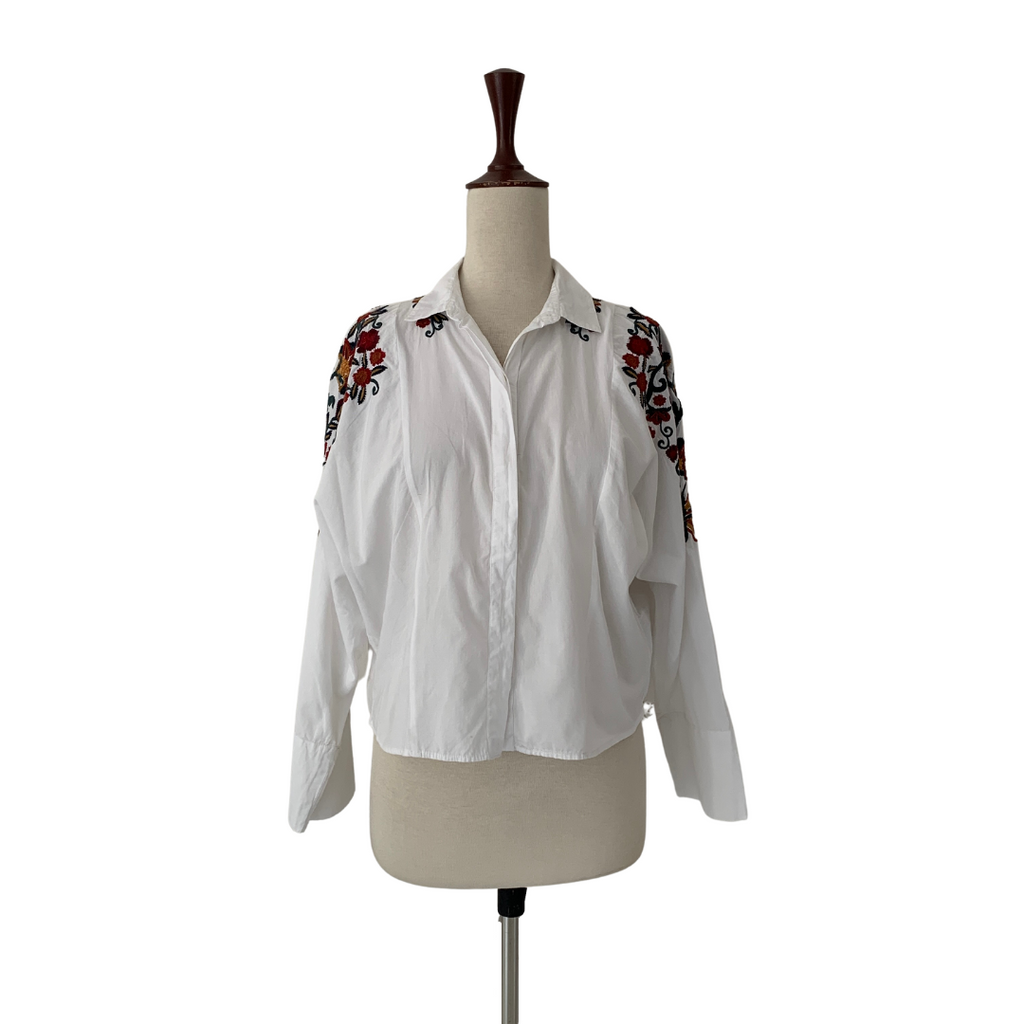 ZARA White Embroidered Shirt | Pre Loved |