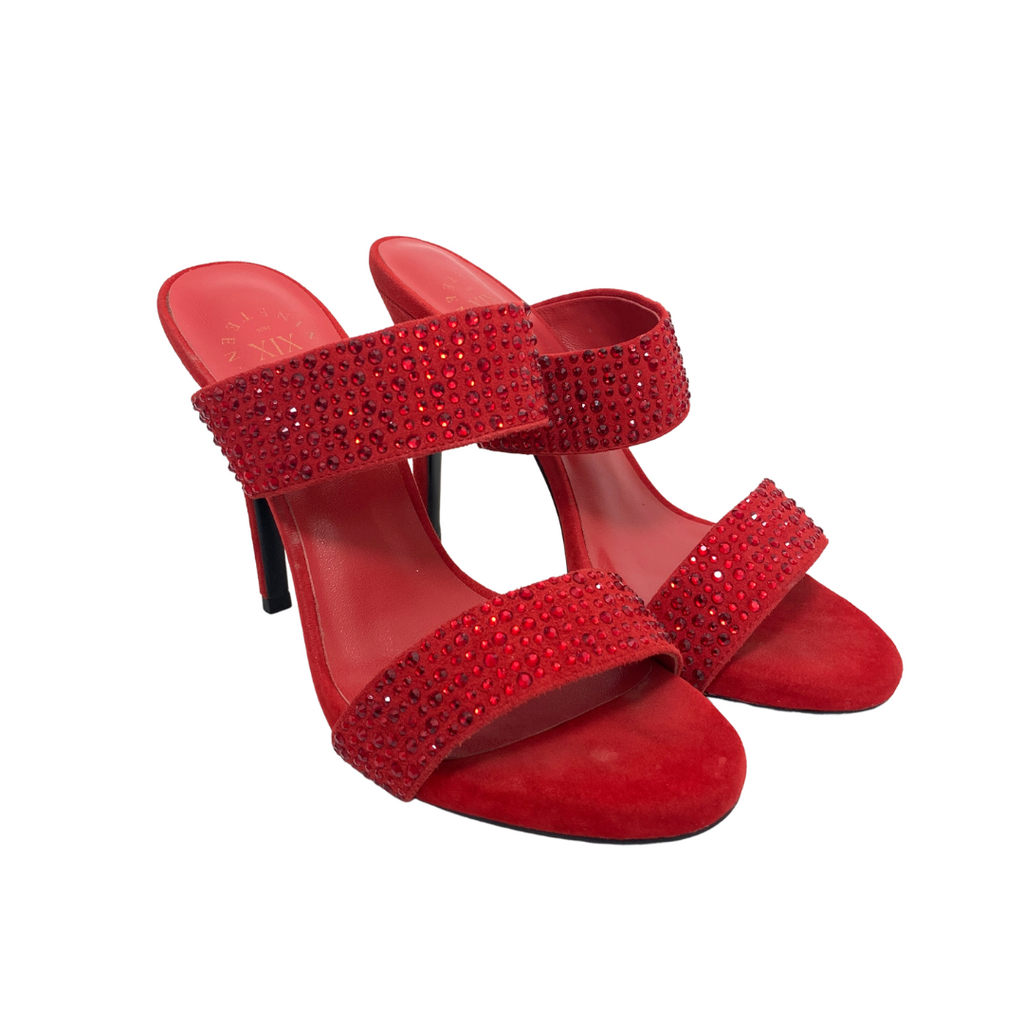 XIX 'Nicole' Red Rhinestone Dual Strap Heels | Gently Used |