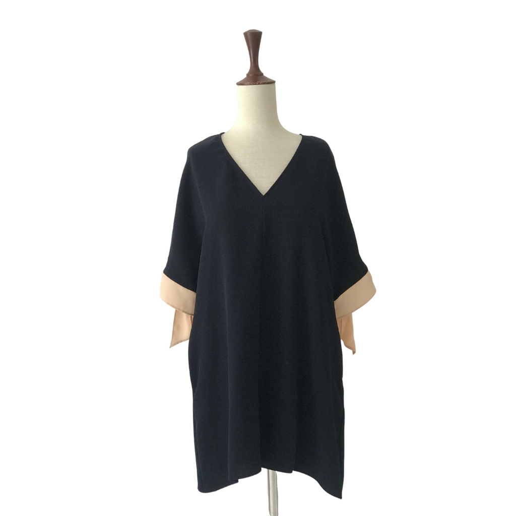 ZARA Navy with Pink Tie-up Sleeves Tunic | Brand New |