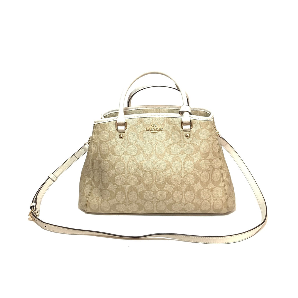 Coach Monogram Canvas & White Leather Shoulder Bag | Gently Used |