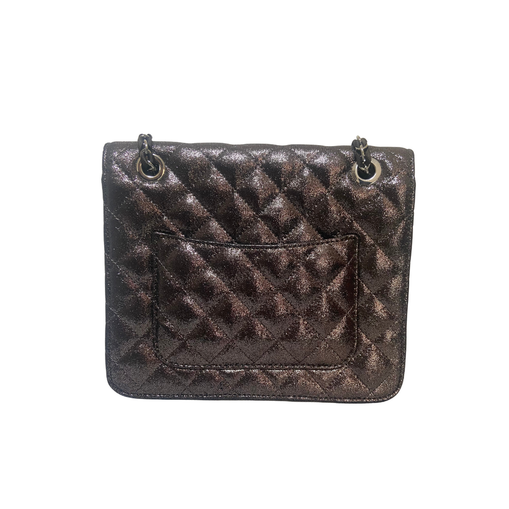 Charles & Keith Pewtar Metallic Silver Quilted Shoulder Bag | Gently Used |