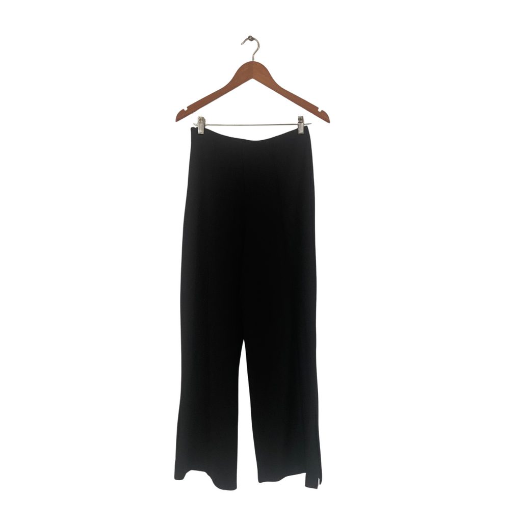 H&M Black Wide-legged Ankle-slit Pants | Pre Loved |