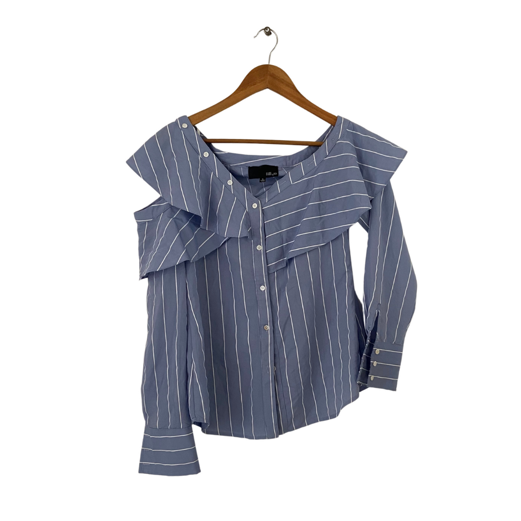 Fate By LFD Blue & White Striped Frill Shirt | Gently Used |