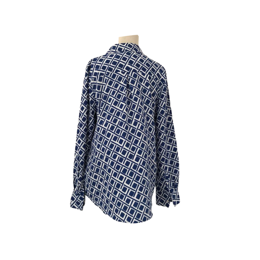 Merona Blue & White Printed Collared Shirt | Gently Used |