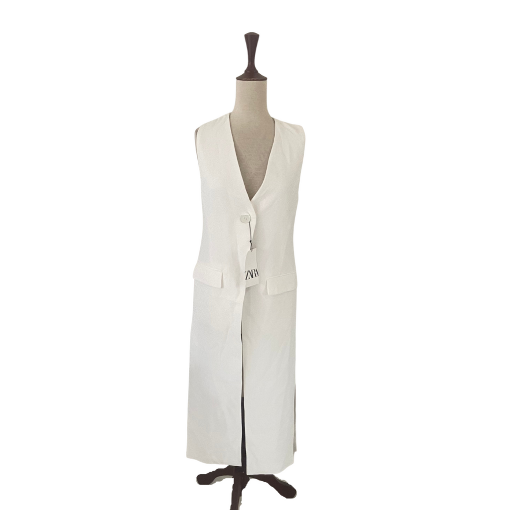 ZARA White Open Long Jacket | Brand New |