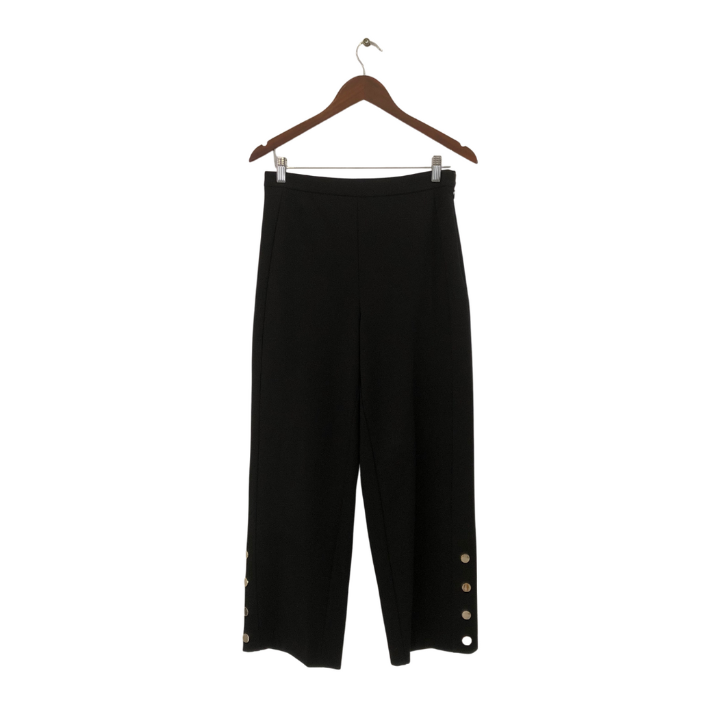 H&M Black Cropped Pants with Gold Buttons | Pre Loved |