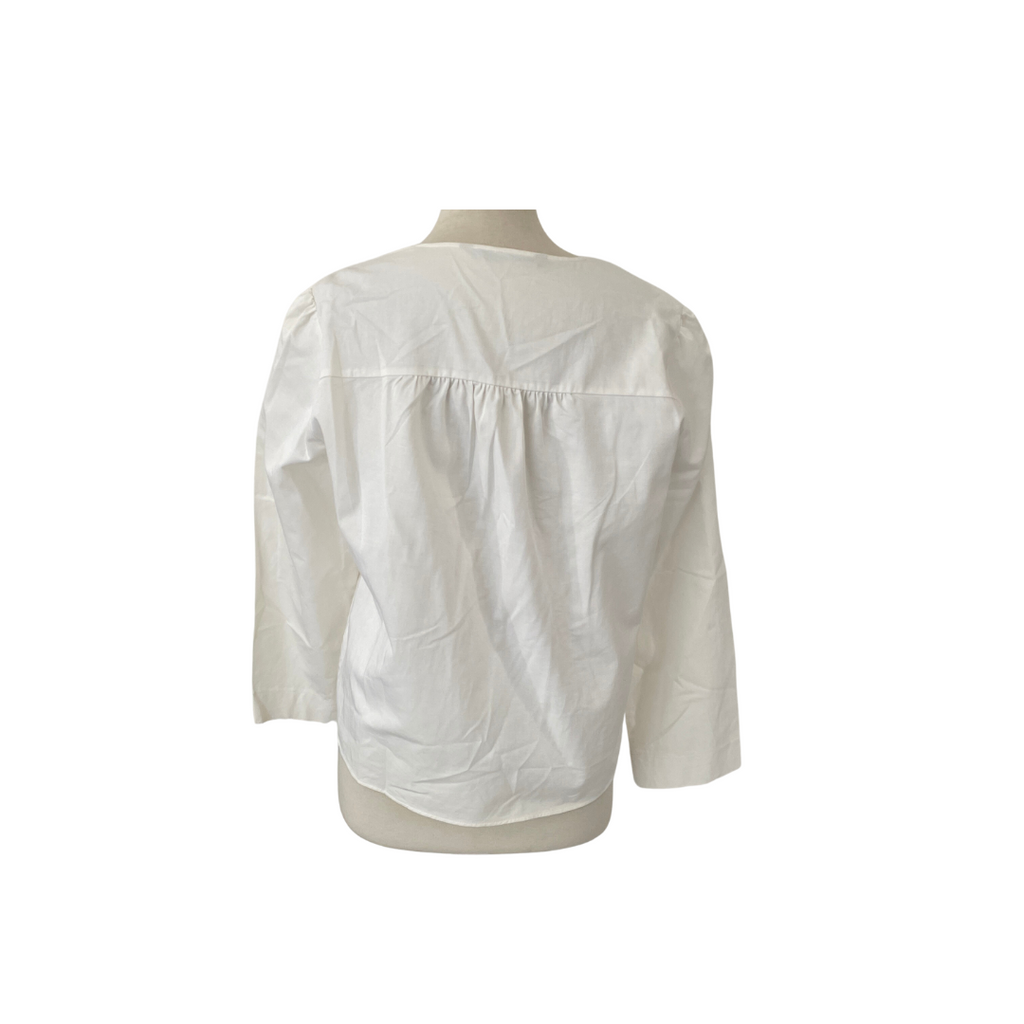 ZARA White Cotton V-Neck Top | Gently Used |