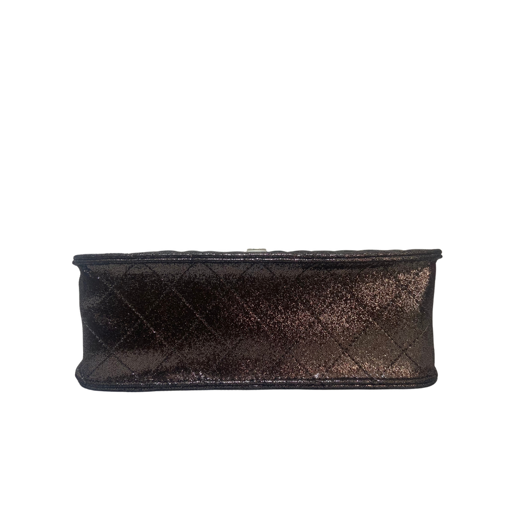 Charles & Keith Pewtar Metallic Silver Quilted Shoulder Bag | Gently Used |