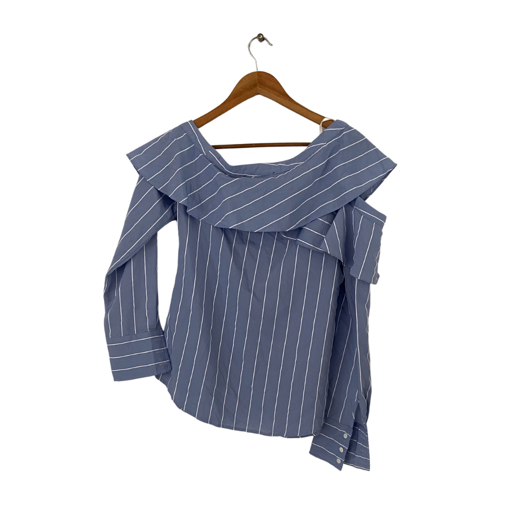 Fate By LFD Blue & White Striped Frill Shirt | Gently Used |