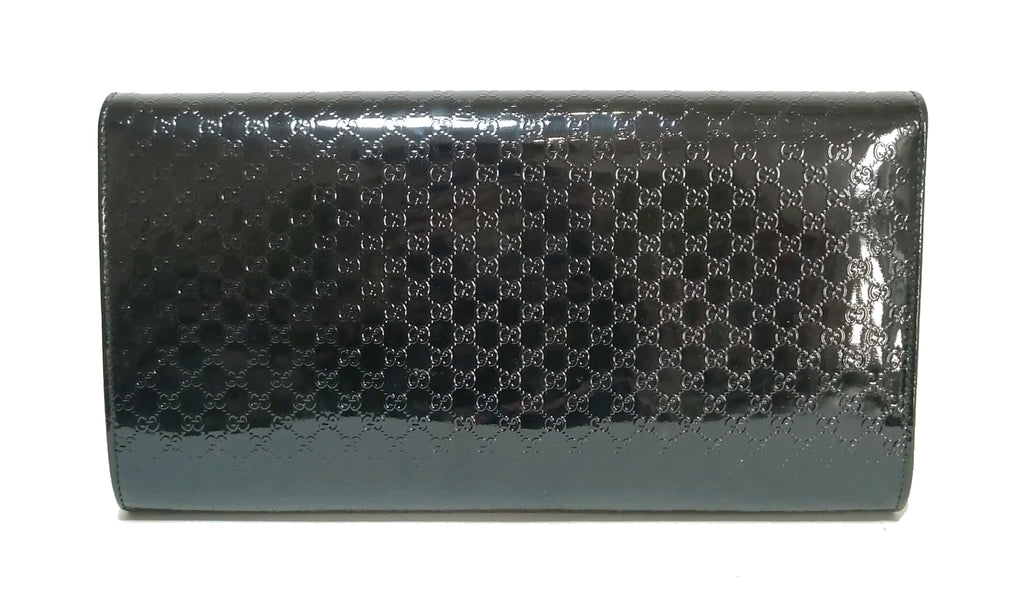 Gucci Black Patent Micro-guccisma 'Broadway' Leather Clutch