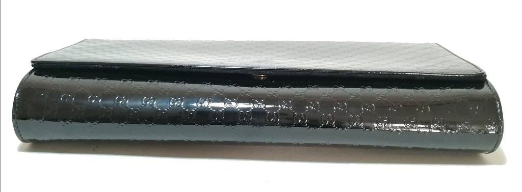 Gucci Black Patent Micro-guccisma 'Broadway' Leather Clutch