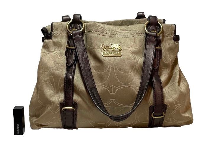 Coach Beige & Bronze Monogram Shoulder Bag | Pre Loved |