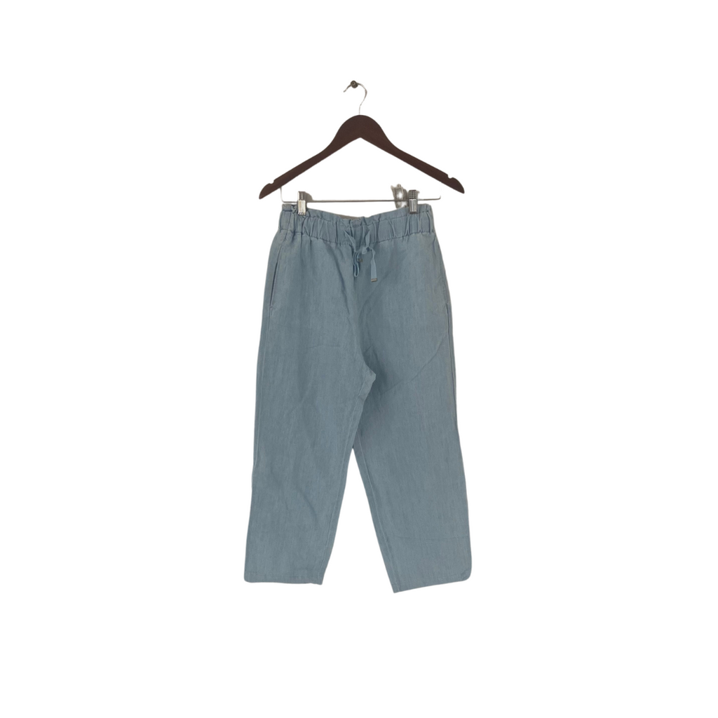 ZARA Light Blue Cropped Linen Pants | Brand New |