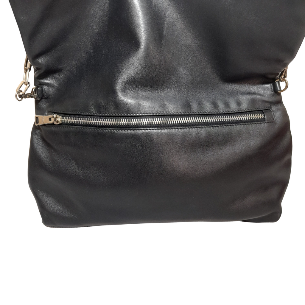 Prada Black Leather Fold-over Crossbody Bag | Gently Used |