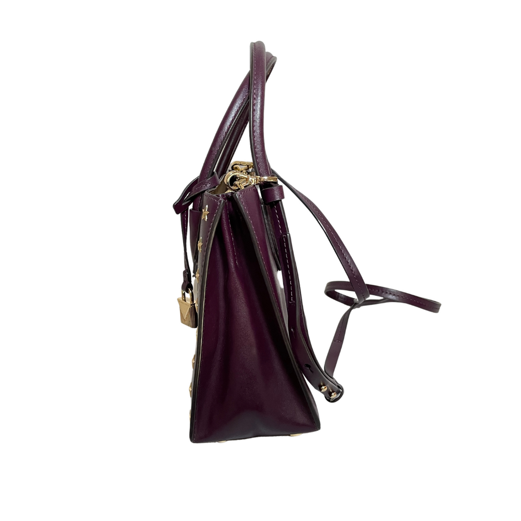 Michael Kors Purple Leather Star Studded Mercer Satchel | Pre Loved |