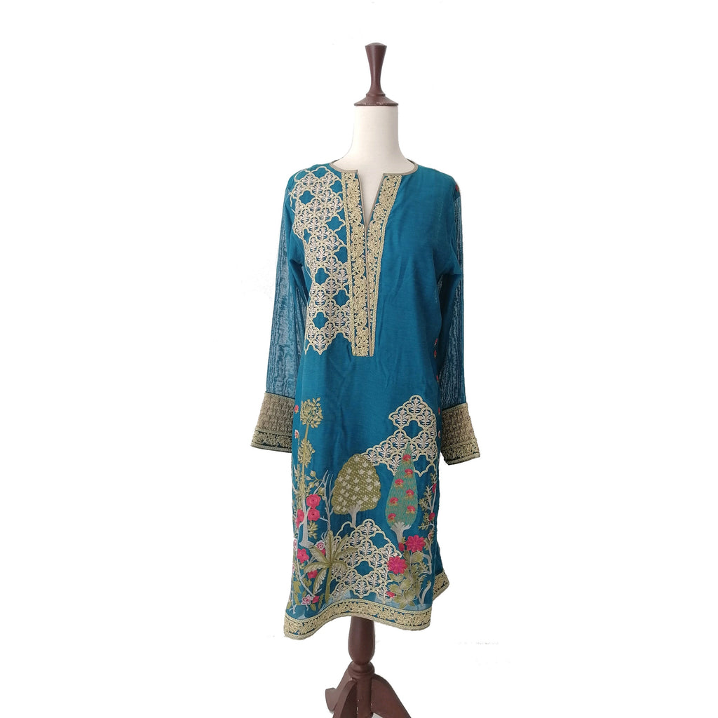 Khaadi Khaas Teal Embroidered Kameez