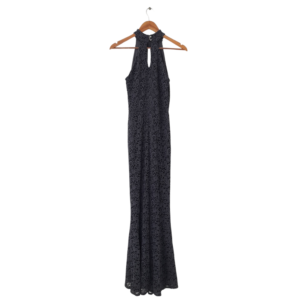 Quiz Grey Metallic Lace Halterneck Dress | Gently Used |