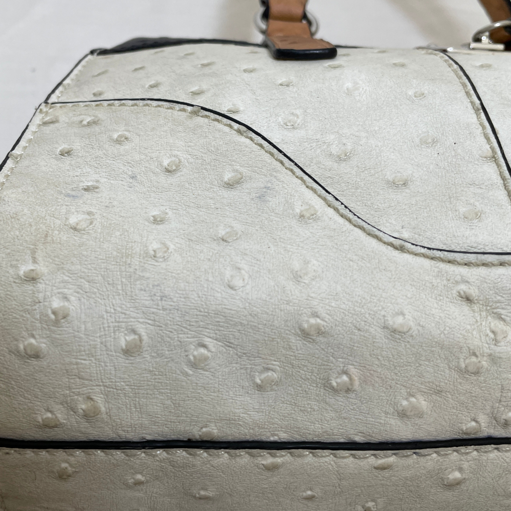 Guess White Tri-colour Faux Ostrich Texture Tote Bag | Pre Loved |
